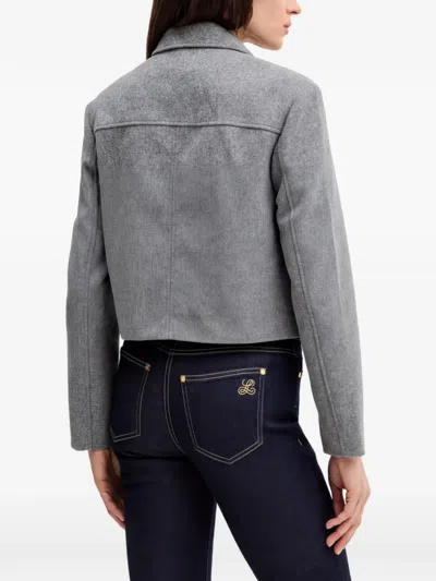 Morgan Buttoned Pocket Crop Jacket In Gray