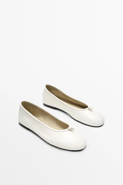 Massimo Dutti Knotted Leather Ballet Flat In Multi