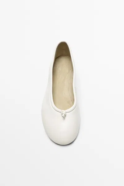 Massimo Dutti Knotted Leather Ballet Flat In Multi