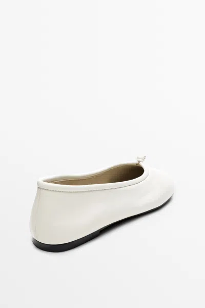 Massimo Dutti Knotted Leather Ballet Flat In Multi