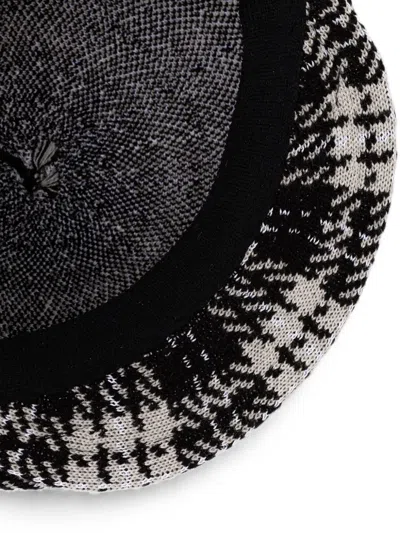 Kangol Houndstooth Pom-pom Hat In Black