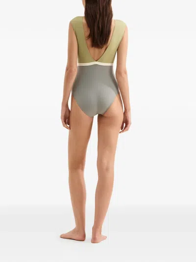 Eres Macadamia V-neck Panelled Swimsuit In Multi
