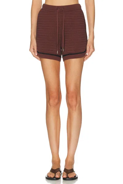 Varley Womens Ironwood Morden Cotton-knit Shorts Xs In Brown