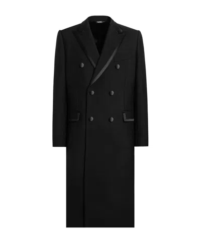 Dolce & Gabbana Unlined Double-breasted Coat In Black
