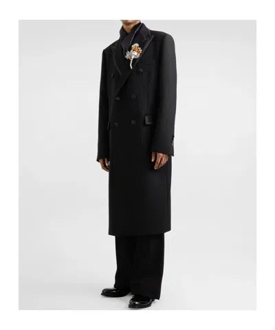 Dolce & Gabbana Unlined Double-breasted Coat In Black
