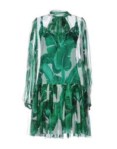 Shop Dolce & Gabbana Woman Mini Dress Green Size 2 Silk
