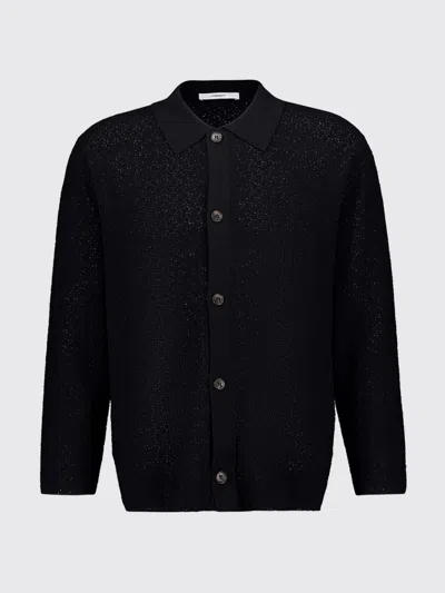 Commas Collared Button-front Cardigan In Black