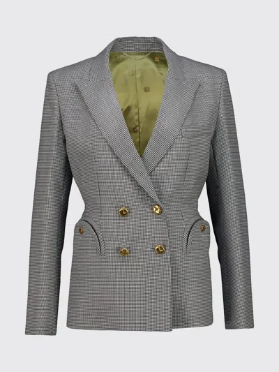 Blazé Milano Double-breasted Diamond Pattern Wool Blazer With Peak Lapels In Gray
