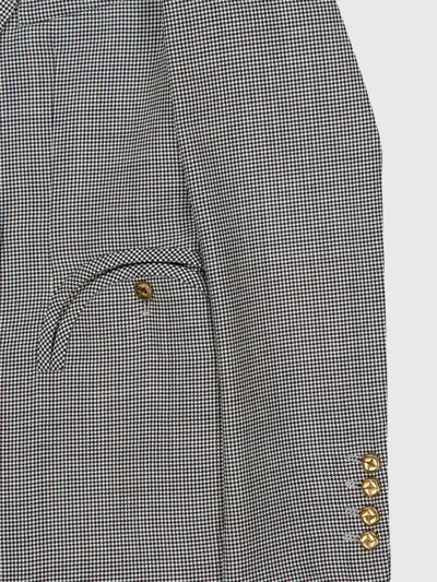 Blazé Milano Double-breasted Diamond Pattern Wool Blazer With Peak Lapels In Gray