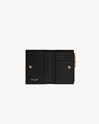 Saint Laurent Quilted Chain Wallet In Black