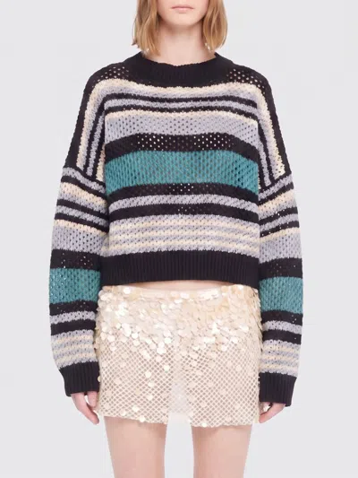 Alanui Striped Open-knit Cashmere Crewneck Jumper With Dropped Shoulders In Multi