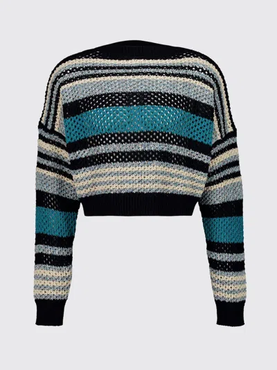 Alanui Striped Open-knit Cashmere Crewneck Jumper With Dropped Shoulders In Multi