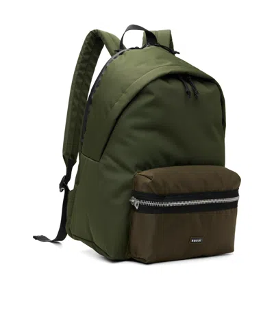 Sacai Pocket Top Handle Backpack In Green