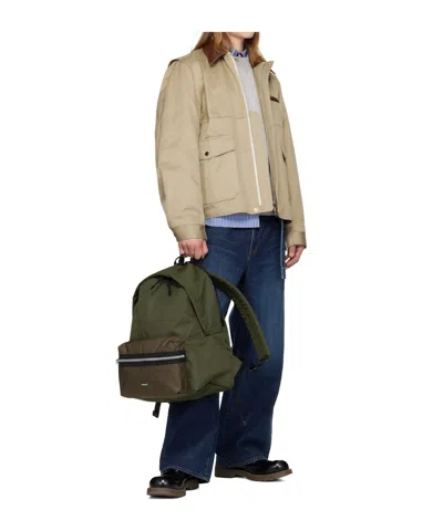 Sacai Pocket Top Handle Backpack In Green