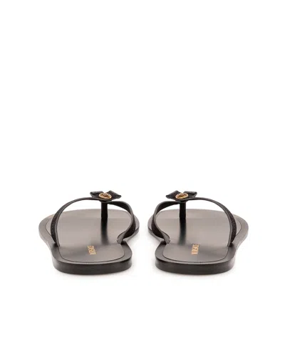 Versace Round-toe Flip-flops In Black