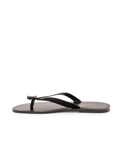 Versace Round-toe Flip-flops In Black
