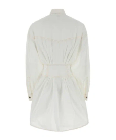 Versace Medusa Shirt Dress Chest Pockets Waist Detail In White