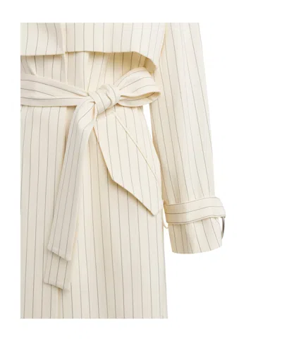 Dondup Pinstripe-pattern Belted Coat In White