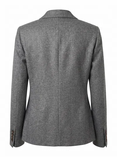 Brunello Cucinelli Double-breasted Peak-lapel Jacket In Gray