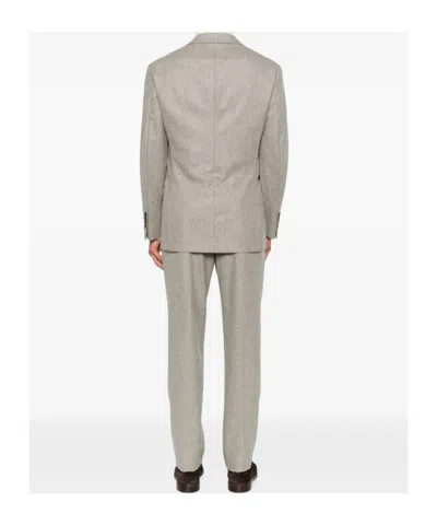 Brunello Cucinelli Double-breasted Wool Suit In Brown