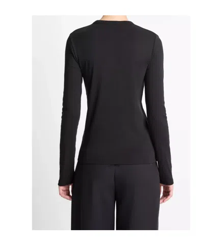 Vince Essential Pima Cotton-blend Long-sleeve T-shirt In Black
