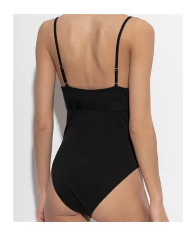 Moschino Logo Strap Bodysuit In Black