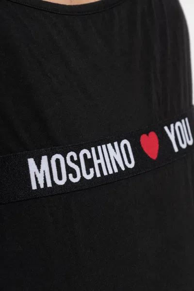 Moschino Logo Strap Bodysuit In Black