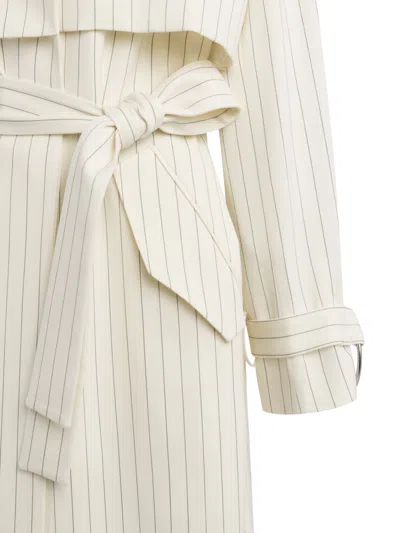 Dondup Pinstripe-pattern Belted Coat In White