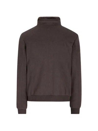 Moorer Pocket Zip-up Jacket In Brown