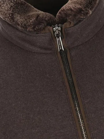 Moorer Pocket Zip-up Jacket In Brown