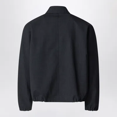 Auralee Wool Jacket Elastic Cuffs Point Collar In Black