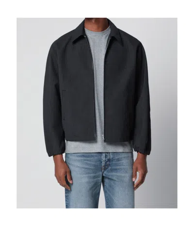Auralee Wool Jacket Elastic Cuffs Point Collar In Black