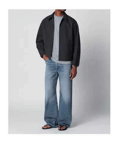 Auralee Wool Jacket Elastic Cuffs Point Collar In Black