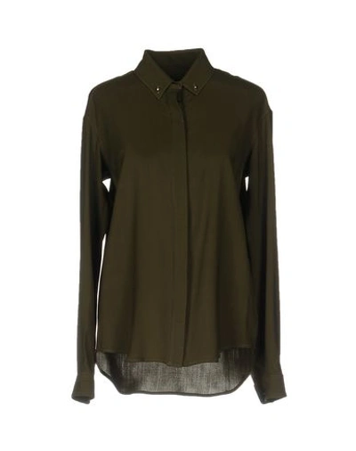 Anthony Vaccarello Solid Color Shirts & Blouses In Military Green