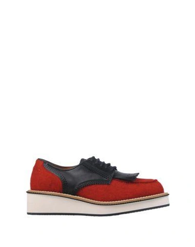Shop Givenchy Lace-up Shoes In Brick Red