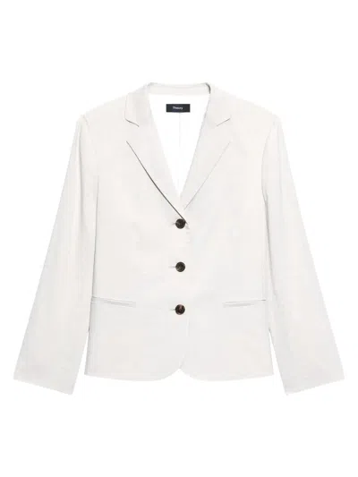 Theory Shrunken Three Button Blazer In White