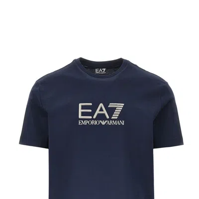 Ea7 Lux Identity Cotton T-shirt In Blue