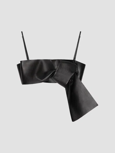 Givenchy Bra Top In Leather With Bow In Black