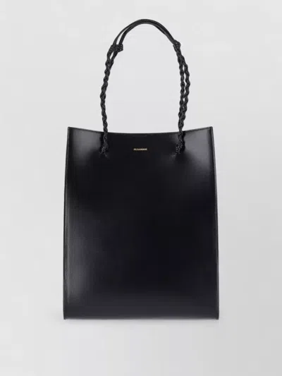 Jil Sander Rectangular Shoulder Bag Smooth Finish Braided Handles