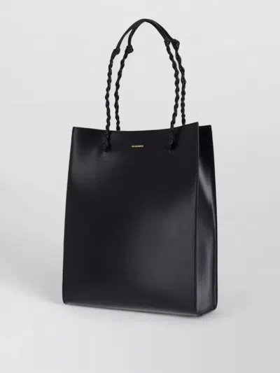 Jil Sander Rectangular Shoulder Bag Smooth Finish Braided Handles