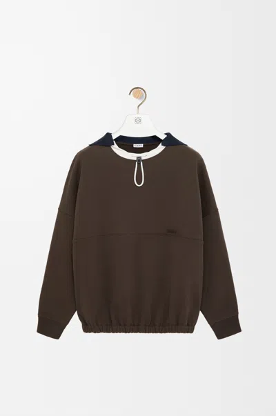 Loewe Cotton-blend Drawstring Sweatshirt In Brown