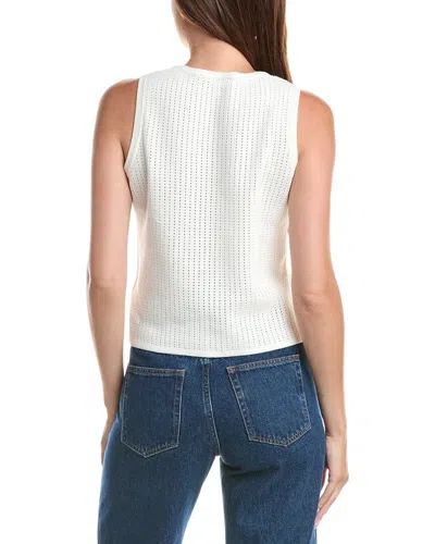 Cece Pointelle Button Up Top In White
