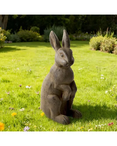 Glitzhome Handmade Oversized Standing Rabbit Statue In Brown