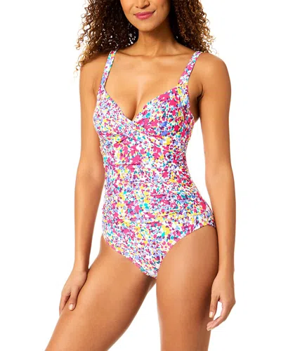Anne Cole Drape Front Underwire One-piece In Multi