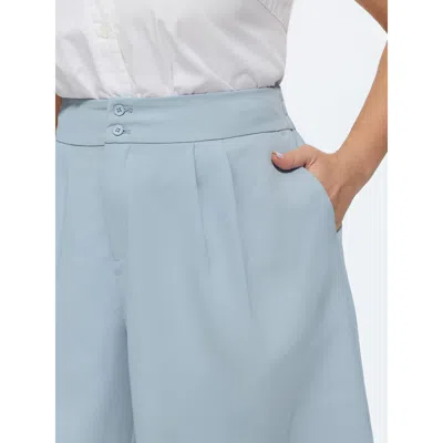 Bloomchic Stretchy Pull-on Wide-leg Shorts In Blue