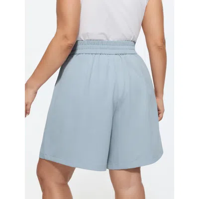 Bloomchic Stretchy Pull-on Wide-leg Shorts In Blue