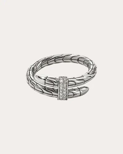 John Hardy Sterling Silver Spear Diamond Coil Ring In Silver