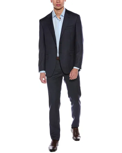 Canali 2pc Wool-blend Suit With Flat Front Pant In Black