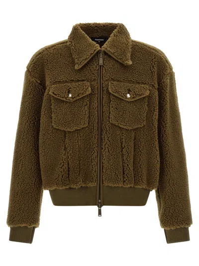 Dsquared2 Teddy Oversized Jean Jacket In Brown