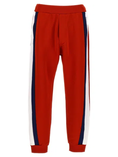 Dsquared2 Technical Fabric Joggers With Contrast Side Stripe In Red